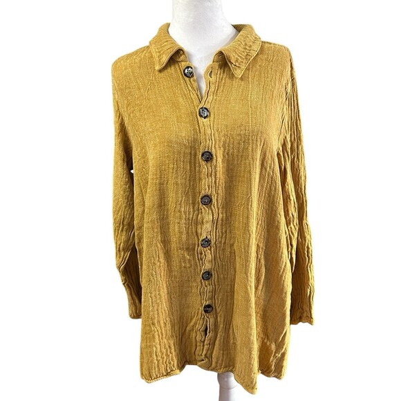 CP Shades NWT‎ Button Down Tunic Sz M Linen Blend - Picture 1 of 6